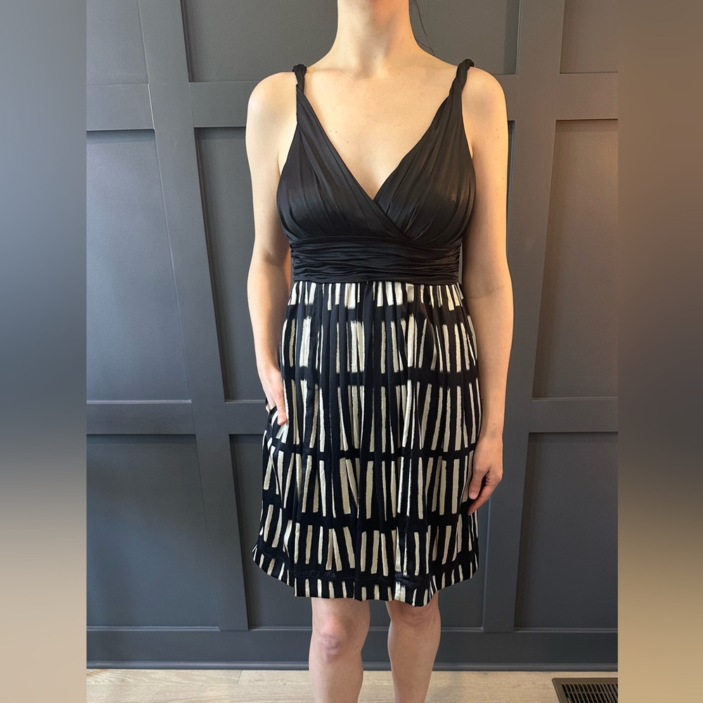 Empire-waist Black and Cream Dress